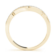 Curved Milgrain Diamond Half Eternity Ring in Gold & Platinum