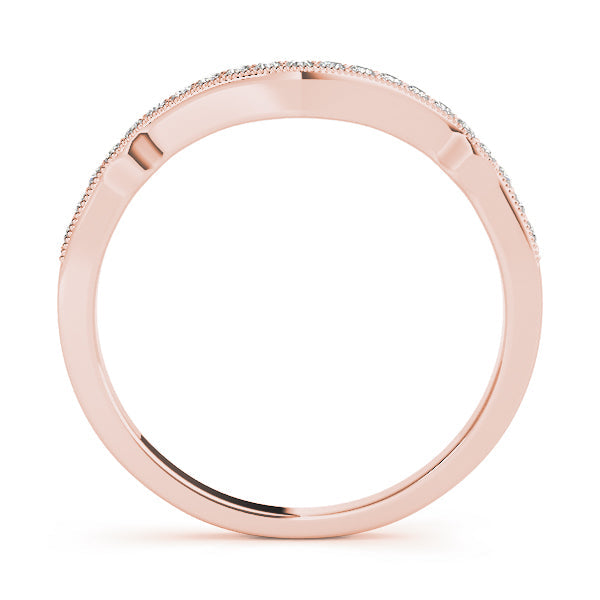 Curved Milgrain Diamond Half Eternity Ring in Gold & Platinum