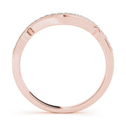 Curved Milgrain Diamond Half Eternity Ring in Gold & Platinum