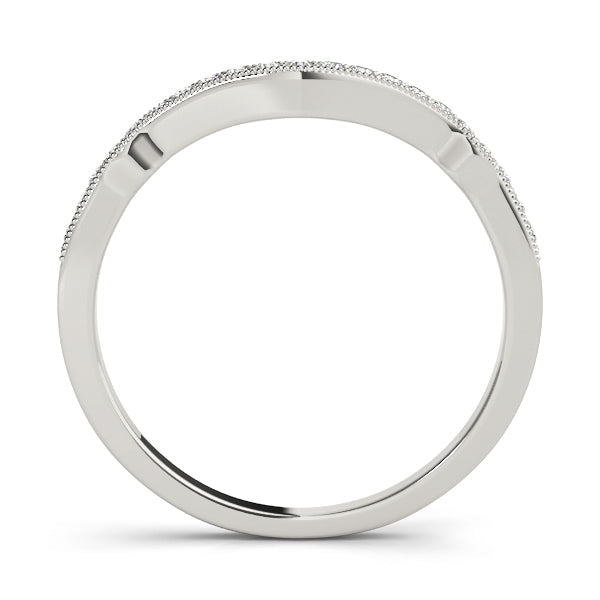 Curved Milgrain Diamond Half Eternity Ring in Gold & Platinum