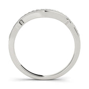 Curved Milgrain Diamond Half Eternity Ring in Gold & Platinum