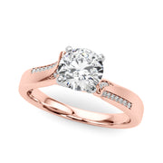Vintage-Inspired Multi-Row Round Diamond Engagement Ring in 10K/14K gold and platinum with certified lab-grown or natural diamonds