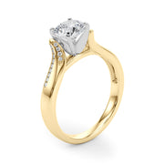 Vintage-Inspired Multi-Row Round Diamond Engagement Ring in 10K/14K gold and platinum with certified lab-grown or natural diamonds