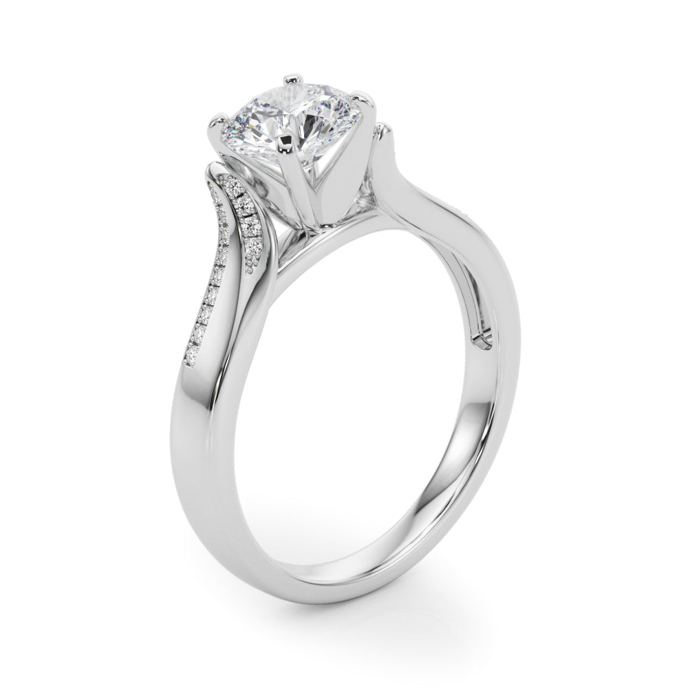 Vintage-Inspired Multi-Row Round Diamond Engagement Ring in 10K/14K gold and platinum with certified lab-grown or natural diamonds