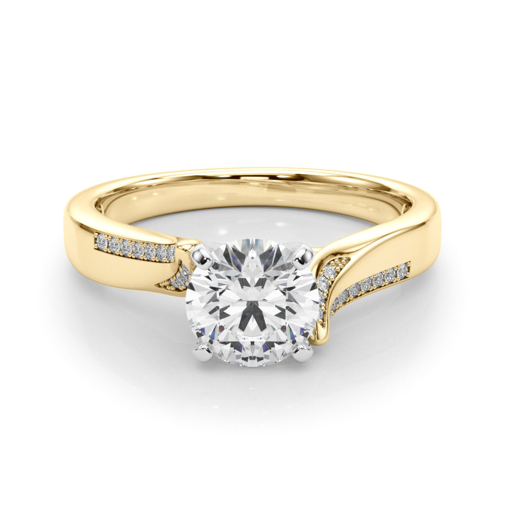Vintage-Inspired Multi-Row Round Diamond Engagement Ring in 10K/14K gold and platinum with certified lab-grown or natural diamonds