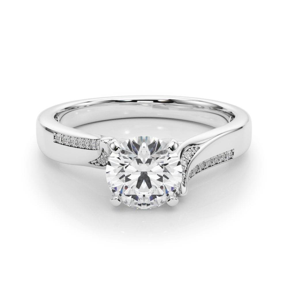 Vintage-Inspired Multi-Row Round Diamond Engagement Ring in 10K/14K gold and platinum with certified lab-grown or natural diamonds