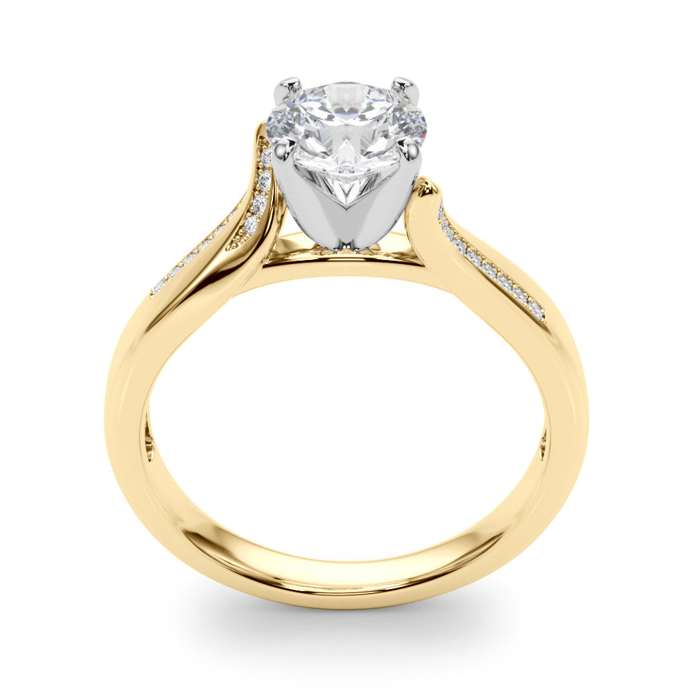 Vintage-Inspired Multi-Row Round Diamond Engagement Ring in 10K/14K gold and platinum with certified lab-grown or natural diamonds