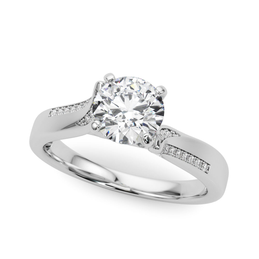 Vintage-Inspired Multi-Row Round Diamond Engagement Ring in 10K/14K gold and platinum with certified lab-grown or natural diamonds