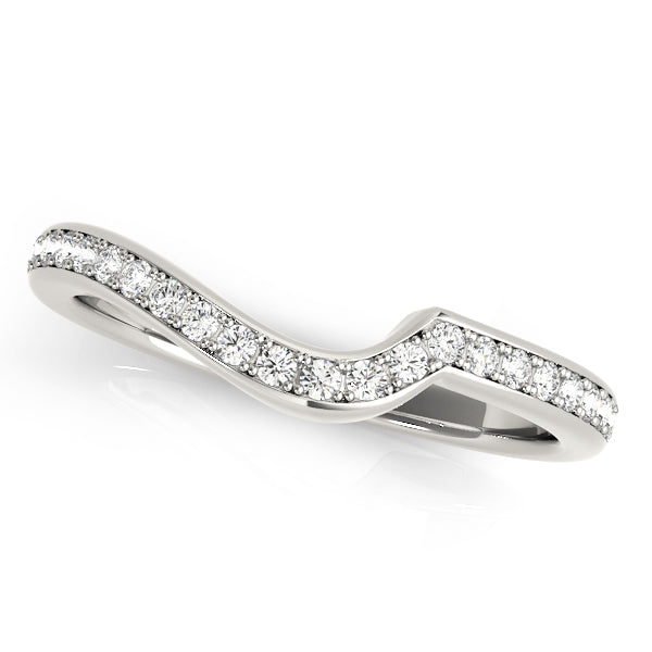 Prong-in-Channel Curved Half Eternity Ring in Gold & Platinum