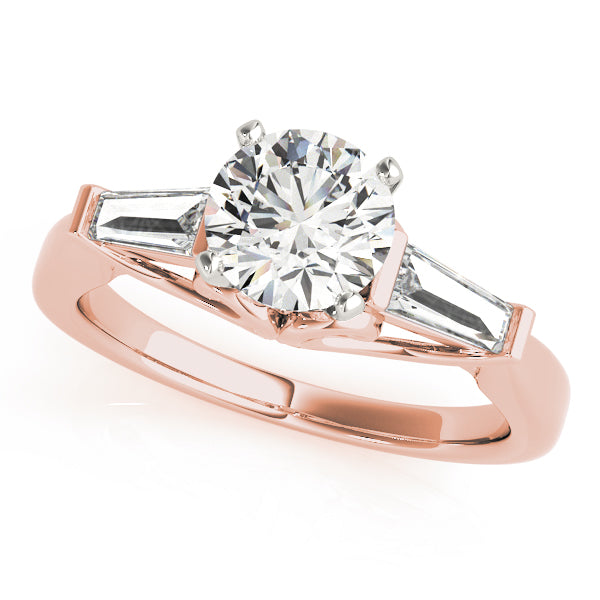Signature Fancy Shape Baguette Round Diamond Engagement Ring in 10K/14K gold and platinum with certified lab-grown or natural diamonds