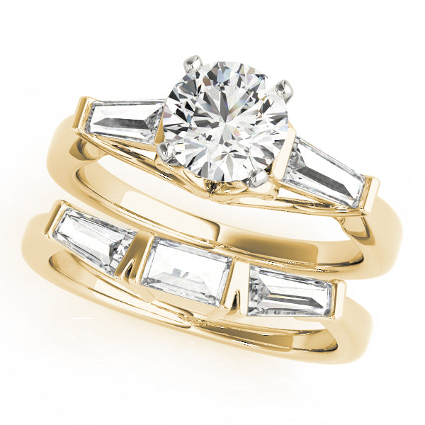 Signature Fancy Shape Baguette Round Diamond Engagement Ring in 10K/14K gold and platinum with certified lab-grown or natural diamonds