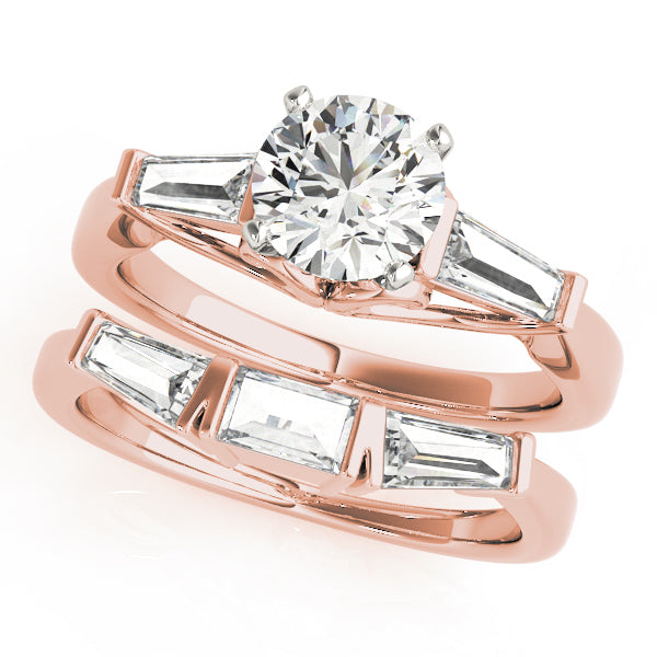 Signature Fancy Shape Baguette Round Diamond Engagement Ring in 10K/14K gold and platinum with certified lab-grown or natural diamonds