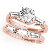 Signature Fancy Shape Baguette Round Diamond Engagement Ring in 10K/14K gold and platinum with certified lab-grown or natural diamonds
