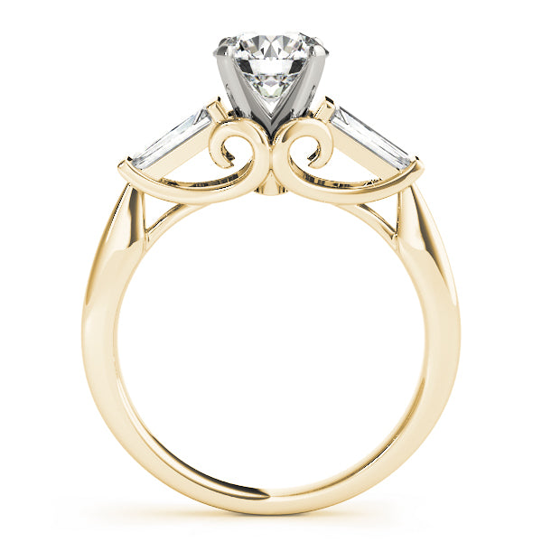 Signature Fancy Shape Baguette Round Diamond Engagement Ring in 10K/14K gold and platinum with certified lab-grown or natural diamonds