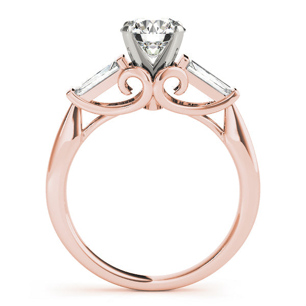 Signature Fancy Shape Baguette Round Diamond Engagement Ring in 10K/14K gold and platinum with certified lab-grown or natural diamonds