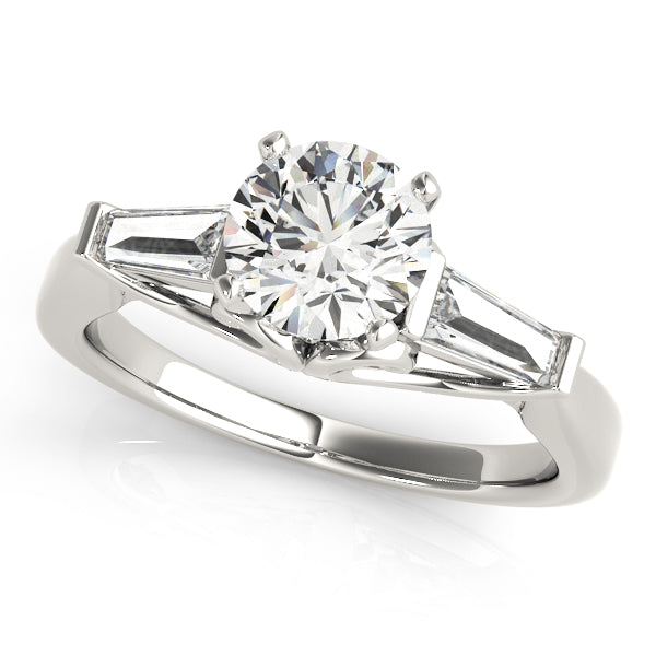Signature Fancy Shape Baguette Round Diamond Engagement Ring in 10K/14K gold and platinum with certified lab-grown or natural diamonds
