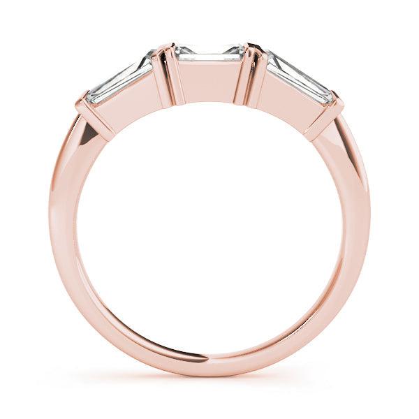 Bar Set Baguette Half Eternity Ring in Gold & Platinum