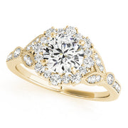 Exquisite Halo Round Diamond Engagement Ring in 10K/14K gold and platinum with certified lab-grown or natural diamonds