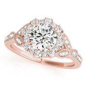 Exquisite Halo Round Diamond Engagement Ring in 10K/14K gold and platinum with certified lab-grown or natural diamonds