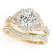 Exquisite Halo Round Diamond Engagement Ring in 10K/14K gold and platinum with certified lab-grown or natural diamonds
