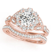 Exquisite Halo Round Diamond Engagement Ring in 10K/14K gold and platinum with certified lab-grown or natural diamonds