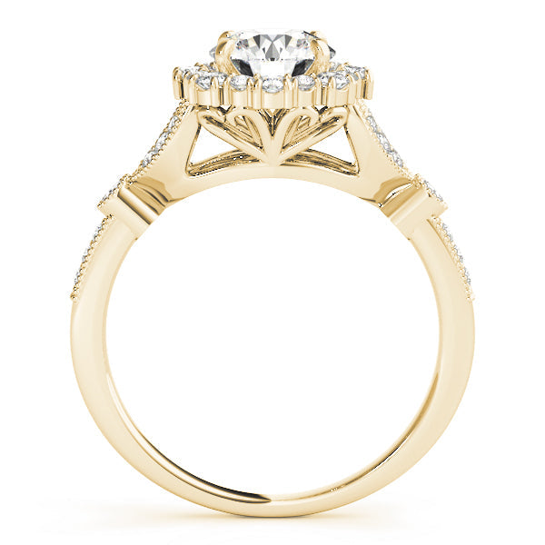 Exquisite Halo Round Diamond Engagement Ring in 10K/14K gold and platinum with certified lab-grown or natural diamonds