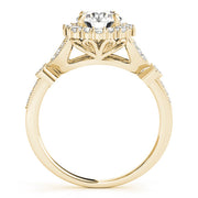 Exquisite Halo Round Diamond Engagement Ring in 10K/14K gold and platinum with certified lab-grown or natural diamonds
