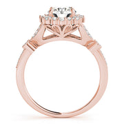 Exquisite Halo Round Diamond Engagement Ring in 10K/14K gold and platinum with certified lab-grown or natural diamonds