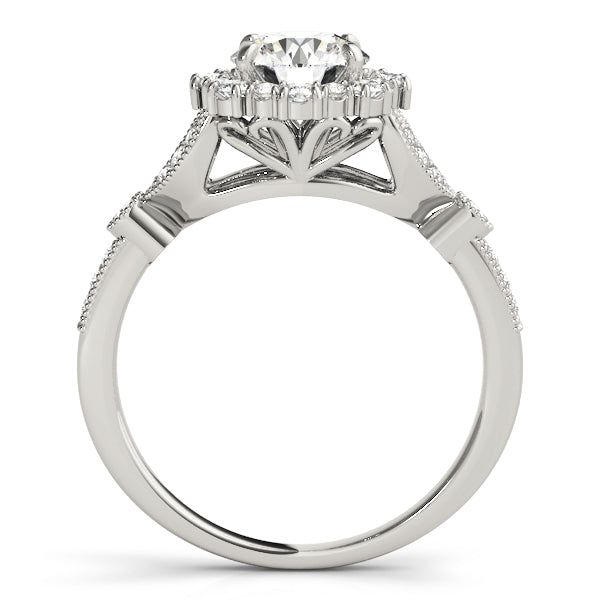 Exquisite Halo Round Diamond Engagement Ring in 10K/14K gold and platinum with certified lab-grown or natural diamonds