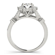 Exquisite Halo Round Diamond Engagement Ring in 10K/14K gold and platinum with certified lab-grown or natural diamonds
