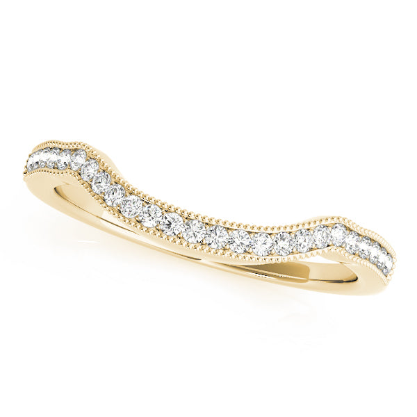 Curved Milgrain Half Eternity Ring in 10K/14K gold and platinum with certified lab-grown or natural diamonds