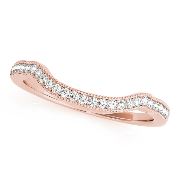 Curved Milgrain Half Eternity Ring in Gold & Platinum