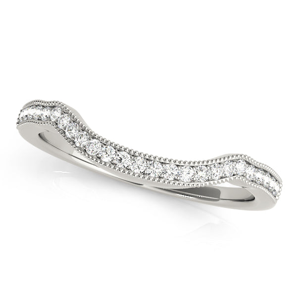 Curved Milgrain Half Eternity Ring in Gold & Platinum