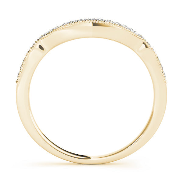 Curved Milgrain Half Eternity Ring in Gold & Platinum