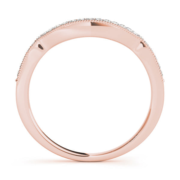 Curved Milgrain Half Eternity Ring in Gold & Platinum
