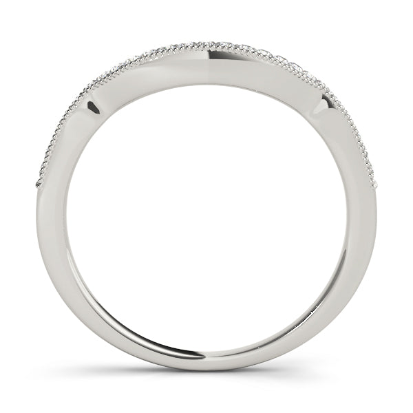 Curved Milgrain Half Eternity Ring in Gold & Platinum