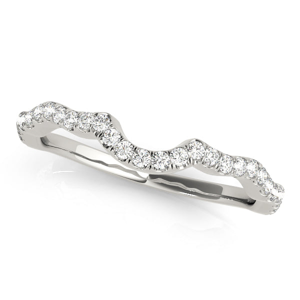 Split Prong Curved Half Eternity Ring in Gold & Platinum