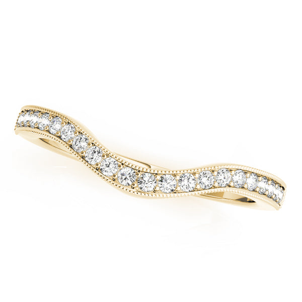 Milgrain Curved Half Eternity Ring in 10K/14K gold and platinum with certified lab-grown or natural diamonds