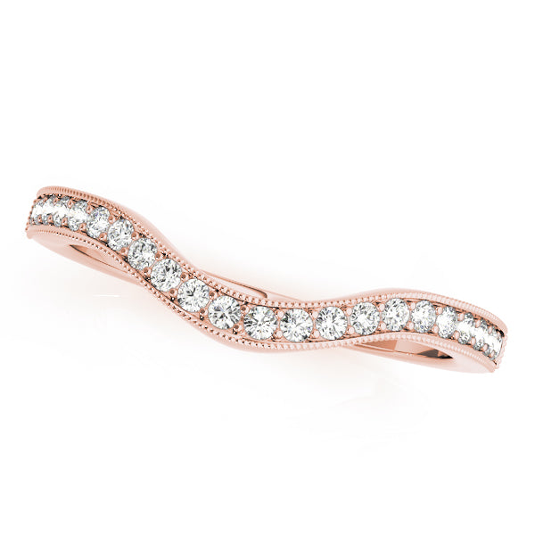 Milgrain Curved Half Eternity Ring in Gold & Platinum