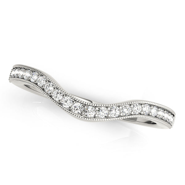 Milgrain Curved Half Eternity Ring in Gold & Platinum