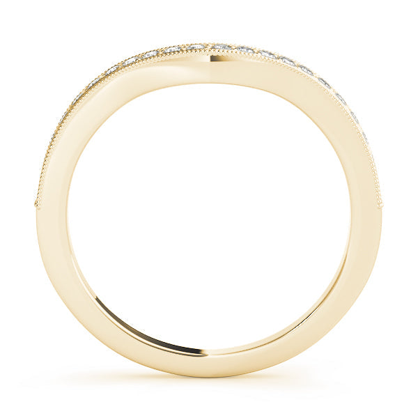 Milgrain Curved Half Eternity Ring in Gold & Platinum