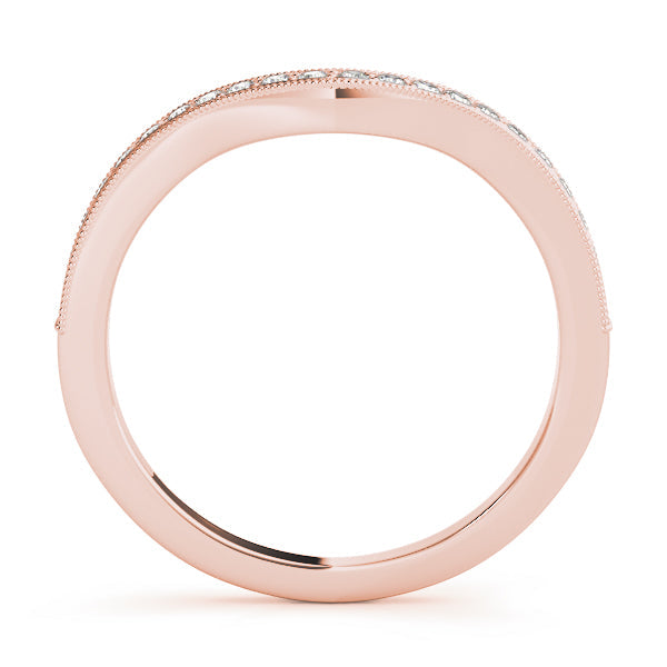 Milgrain Curved Half Eternity Ring in Gold & Platinum
