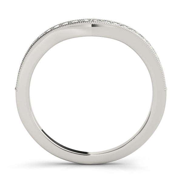 Milgrain Curved Half Eternity Ring in Gold & Platinum