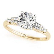 Brilliant Fancy Shape Baguette Remounts Round Diamond Engagement Ring in 10K/14K gold and platinum with certified lab-grown or natural diamonds
