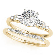 Brilliant Fancy Shape Baguette Remounts Round Diamond Engagement Ring in 10K/14K gold and platinum with certified lab-grown or natural diamonds