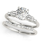 Brilliant Fancy Shape Baguette Remounts Round Diamond Engagement Ring in 10K/14K gold and platinum with certified lab-grown or natural diamonds