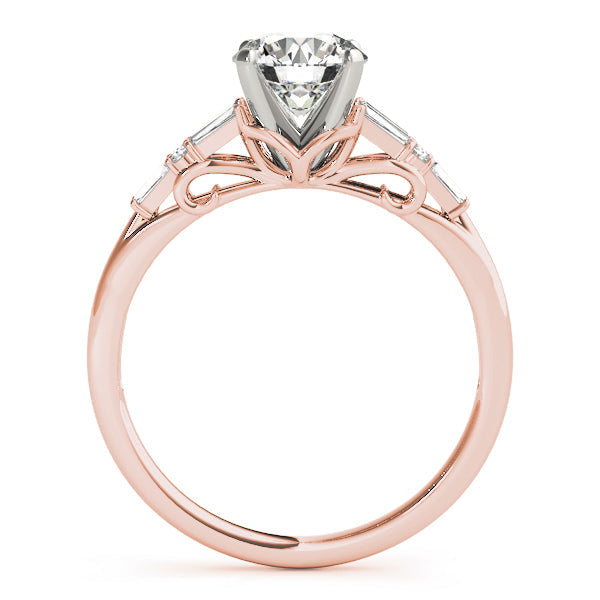 Brilliant Fancy Shape Baguette Remounts Round Diamond Engagement Ring in 10K/14K gold and platinum with certified lab-grown or natural diamonds