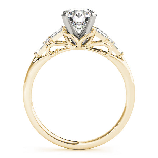 Brilliant Fancy Shape Baguette Remounts Round Diamond Engagement Ring in 10K/14K gold and platinum with certified lab-grown or natural diamonds
