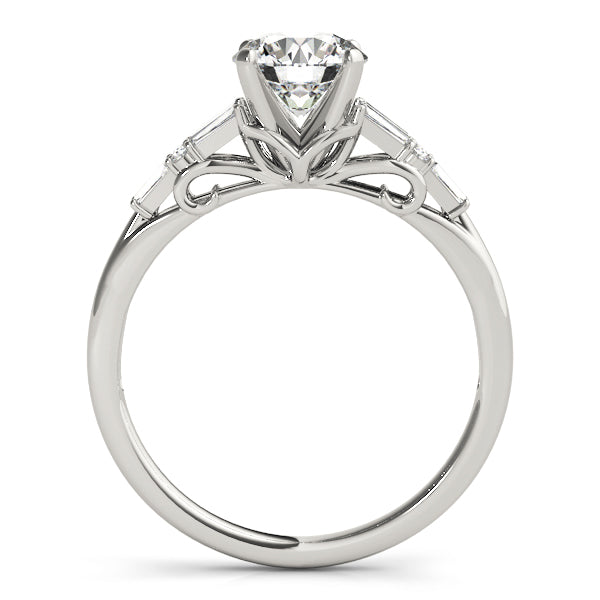 Brilliant Fancy Shape Baguette Remounts Round Diamond Engagement Ring in 10K/14K gold and platinum with certified lab-grown or natural diamonds