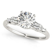 Brilliant Fancy Shape Baguette Remounts Round Diamond Engagement Ring in 10K/14K gold and platinum with certified lab-grown or natural diamonds